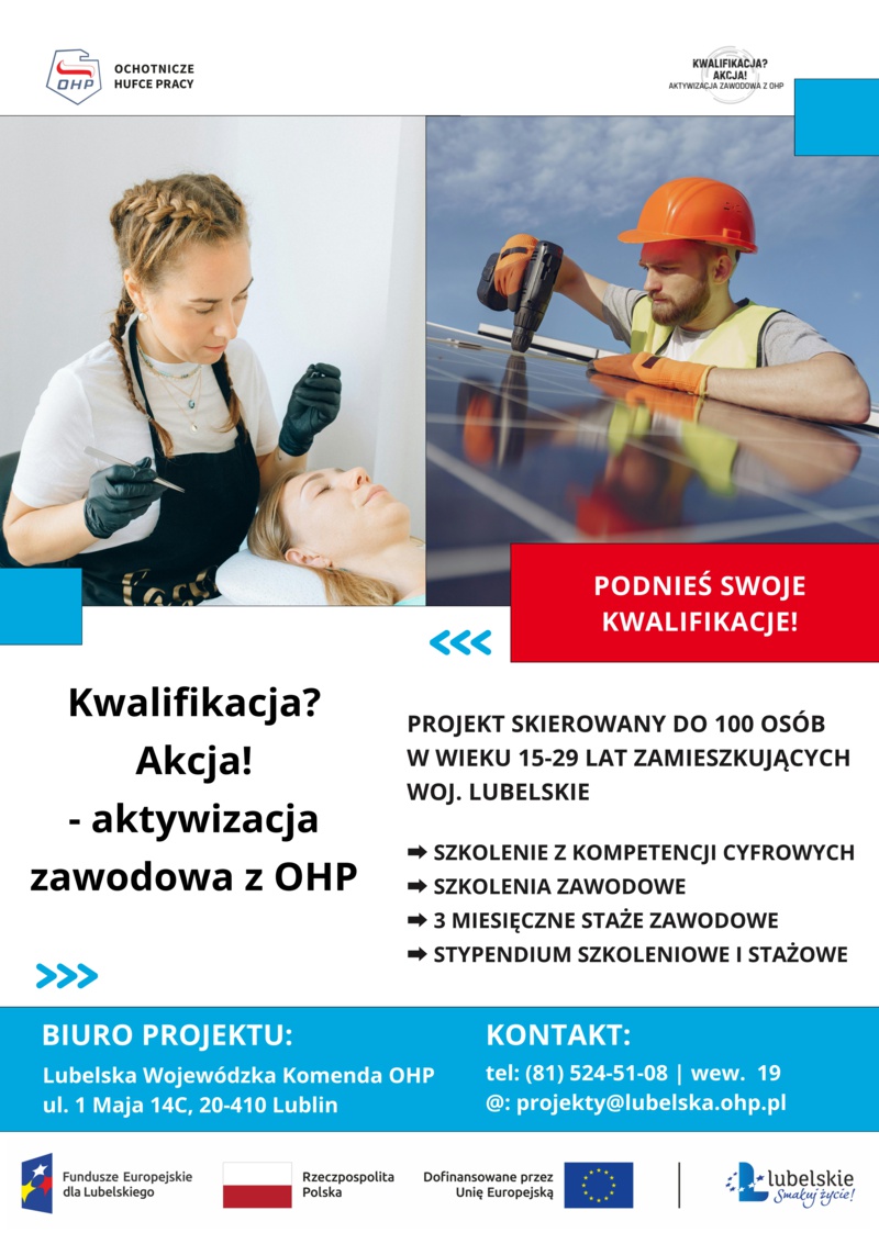 Plakat promocyjny Kwalifikacja Akcja aktywizacja OHP